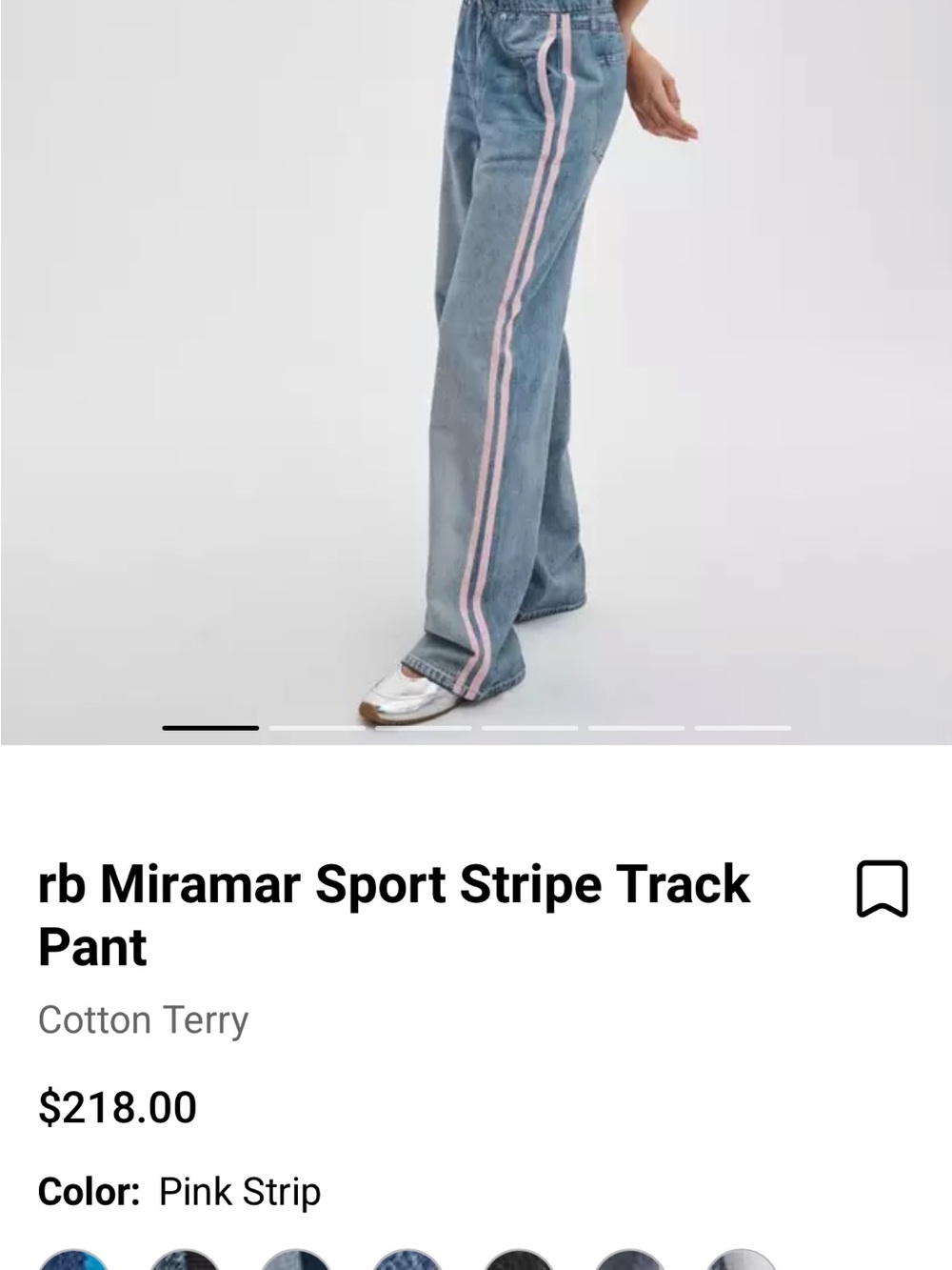 rag & bone Blue Denim Wide-Leg Jeans with Pink Side Stripes